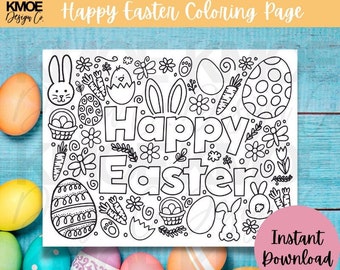 Coloring Pages Easter happy easter coloring page Printable coloring page coloring pages for kids spring kids activity easter doodle