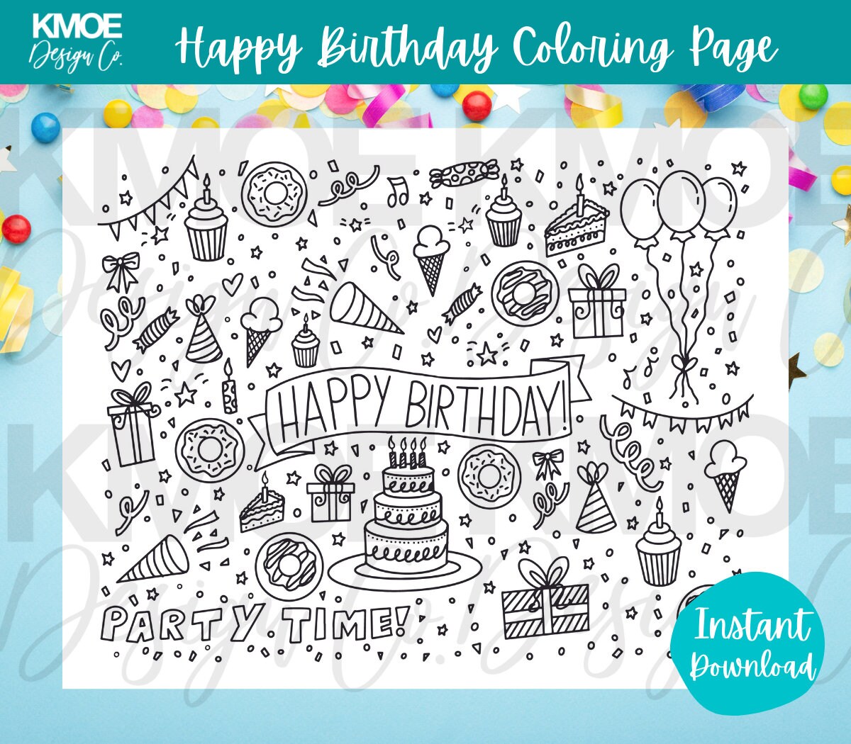 Happy Birthday Coloring Page for Kids Printable Coloring Pages Doodle