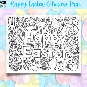Coloring Pages Easter happy easter coloring page Printable coloring page coloring pages for kids spring kids activity easter doodle image 8