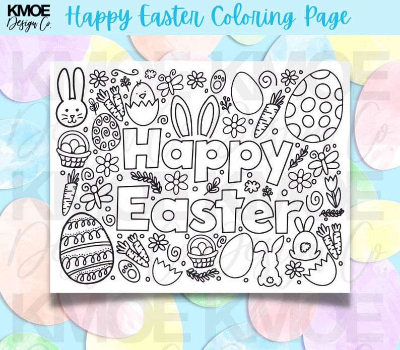 Coloring Pages Easter happy easter coloring page Printable coloring page coloring pages for kids spring kids activity easter doodle image 8