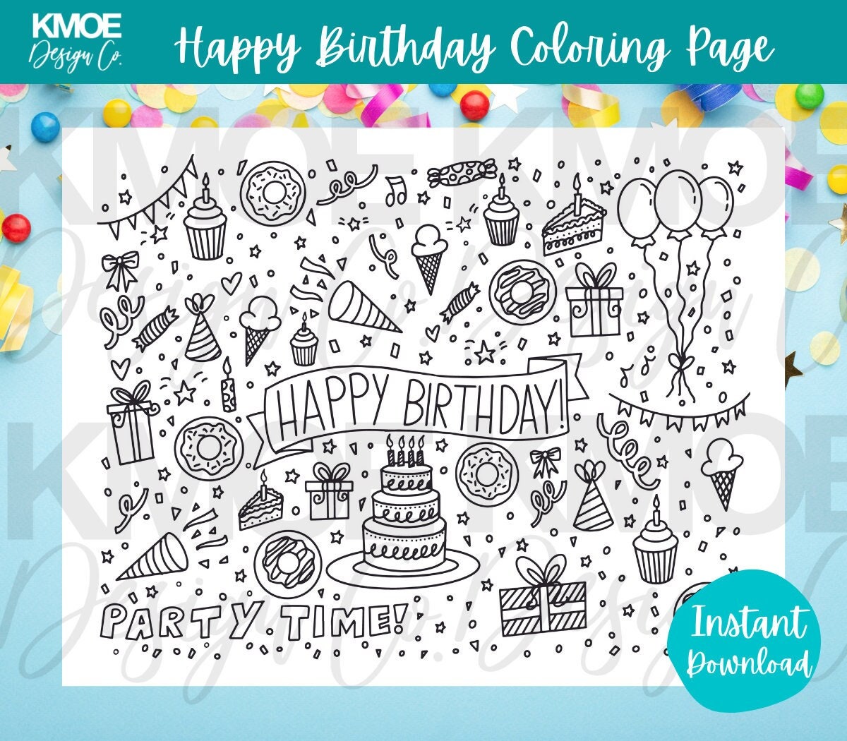 Happy Birthday Coloring Page for Kids Printable Coloring Pages Doodle