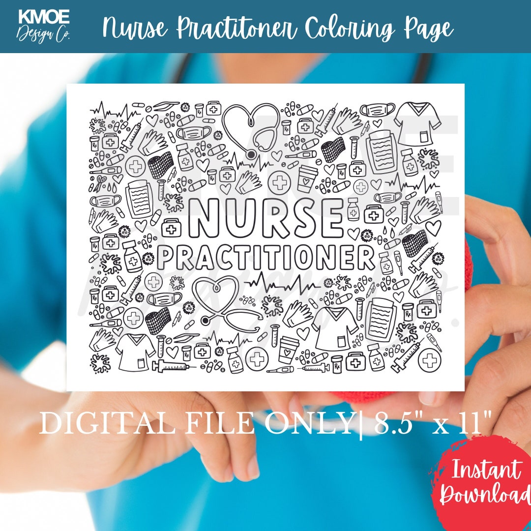 Nurse Practitioner Coloring Page NP Doodle Nurse Activity Nurse ...