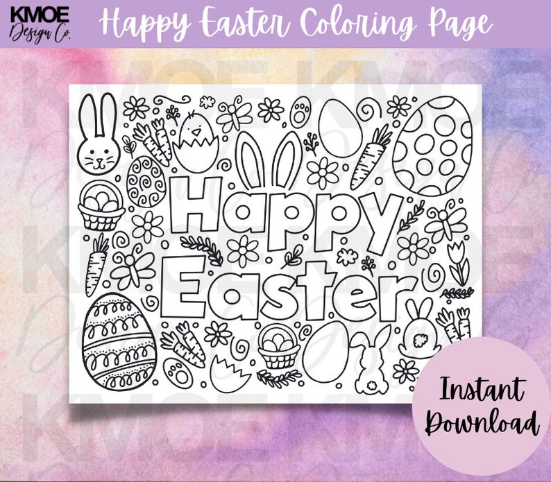 Coloring Pages Easter happy easter coloring page Printable coloring page coloring pages for kids spring kids activity easter doodle image 7