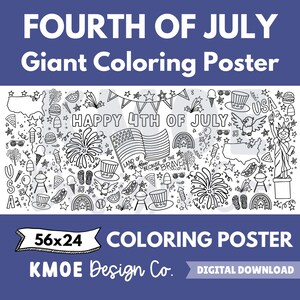 Poster gigante da colorare per il Giorno dell'Indipendenza, striscione gigante da colorare per il 4 luglio, pagine da colorare per il Giorno dell'Indipendenza, pagine da colorare per il 4 luglio
