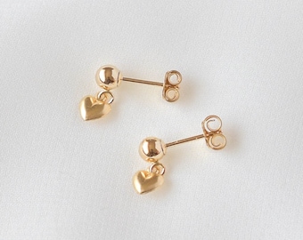 Heart Earrings - Gold Filled Heart Earrings, Heart Stud Earrings, Gold Heart Earrings, Gold Heart Studs, Dainty Gold Earrings |GFE00029