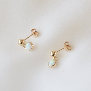 Dainty Opal Earrings - Opal Earrings, Dainty Gold Earrings, Simple Earrings Gold, Gold Filled Earrings, Small Gold Earrings |GFE00027