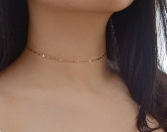 Zierliche Kette Choker - Gold Glitzer Choker, Kette Choker Halsketten, dünner Choker, Gold Choker, Zierliche Halskette, Einfache Choker |GPN00006