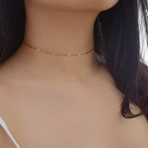 Dainty Chain Choker - Gold Sparkly Choker, Chain Choker Necklaces, Thin Choker, Gold Choker, Dainty Necklace, Simple Choker |GPN00006