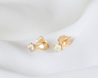 Genuine Opal Stud Earrings - Opal Earrings, Real Opal Earrings, Natural Opal Earrings Gold, Gold Filled Stud Earrings, Studs |GFE00025