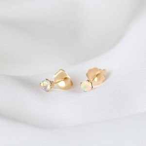 Genuine Opal Stud Earrings - Opal Earrings, Real Opal Earrings, Natural Opal Earrings Gold, Gold Filled Stud Earrings, Studs |GFE00025