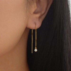 Threader Earrings - Gold Threader Earrings, Gold Filled Threader Earrings, Chain Earrings, Drop Earrings, Gold Dangle Earrings  |GFE00024