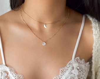 Moonstone Necklace - Moonstone Necklace Gold, Dainty Necklaces, Simple Gold Necklaces, Moonstone Jewelry, Moonstone Pendant  |GFN00048