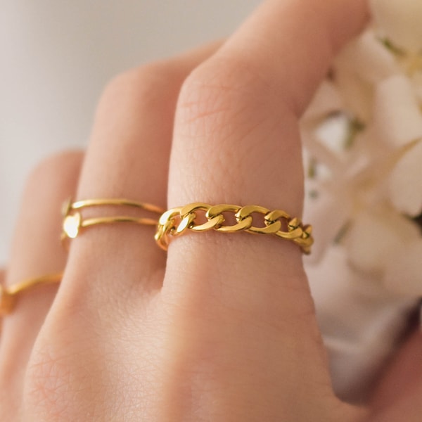 Gold Chain Ring - Chain Ring, Gold ring, simple ring, daily ring, dainty ring, dainty gold ring, simple gold ring |GPR00000