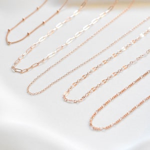 Rose Gold Single Chain Necklace - Rose Gold Necklaces, Rose Gold Chain, Rose gold paperclip, rose gold figaro, rose gold satellite |RFN00001