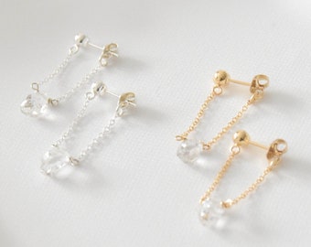Herkimer Diamond Earrings - Crystal Earrings, Crystal Drop Earrings, Crystal Dangle Earrings, Quartz Earrings, Clear Crystal |GFE00036