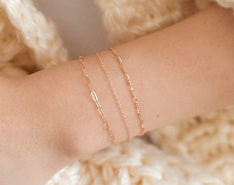 Rose Gold Bracelet Set - Rose Gold Filled Bracelets, Rose Gold Bracelets, Rose Gold Chain Bracelets, Dainty Rose Gold Bracelets |RFB00001