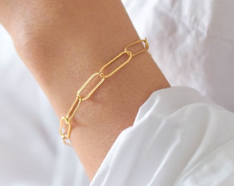 Paperclip Bracelet - gold filled paperclip bracelet, gold chain bracelet, link bracelet, simple bracelet, gold filled bracelet |GFB00004