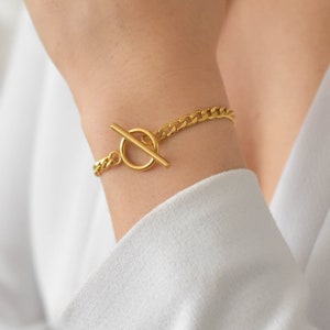 Toggle Bracelet - Gold Toggle Bracelet, Chain Bracelet, simple gold bracelet, Gold Chain Bracelet, Gold Chain Link Bracelet |GPB00002