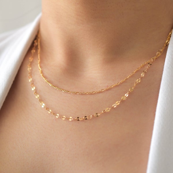 Custom 2 Layer Chain Necklace - chain necklaces, gold layering necklaces, layering necklace set, chain choker, choker necklace  |GFN00009