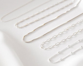 Silver Single Chain Necklace - sterling silver chain, silver chain necklace, custom chain necklace, dainty silver chain necklace |SSN00004