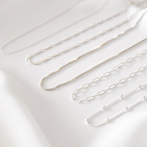 Zilveren enkele kettingketting - sterling zilveren ketting, zilveren kettingketting, aangepaste kettingketting, sierlijke zilveren kettingketting |SSN00004