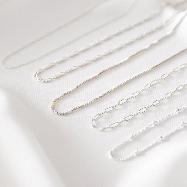 Silver Single Chain Necklace - sterling silver chain, silver chain necklace, custom chain necklace, dainty silver chain necklace |SSN00004