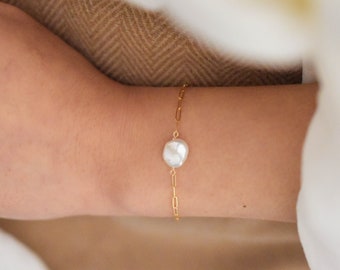 Freshwater Pearl Bracelet - Pearl Bracelet, Single Pearl Bracelet, Gold Pearl Bracelet, Gold Filled Pearl Bracelet, Small Bracelet |GFB00011