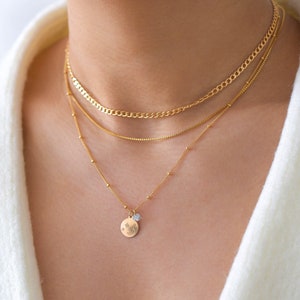 Moon and Stars Necklace - gold filled moon necklace, gold star necklace, gifts for gf, gold moon necklace, pretty necklaces |GFN00035