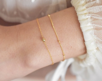 Dainty Gold Bead Bracelet - 14k gold filled bracelet, simple bracelet, everyday bracelet, dainty bracelet, minimalist bracelet |GFB00014