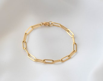 Paperclip Bracelet - link chain bracelet, gold paperclip bracelet, gold chain bracelet, gold link bracelet, simple bracelet |GPB00004