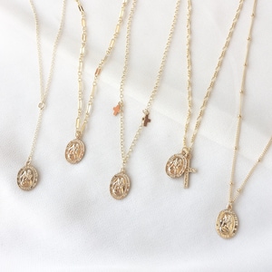 Build Your Own St Christopher Necklace - coin necklace, gold coin necklace, oval coin necklace, st christopher medallion necklace |GFN00018