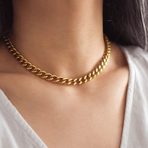 Cuban Link Chain Necklace Cuban Link Choker, Chain Choker, Cuban Link Necklace, Cuban Link Chain, Gold Choker, Gold Chain Choker GPN00028 image 1