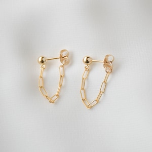 Gold Chain Earrings - Chain Earrings, Front Back Earrings, gold filled earrings, gold filled chain earrings, dainty earrings |GFE00041