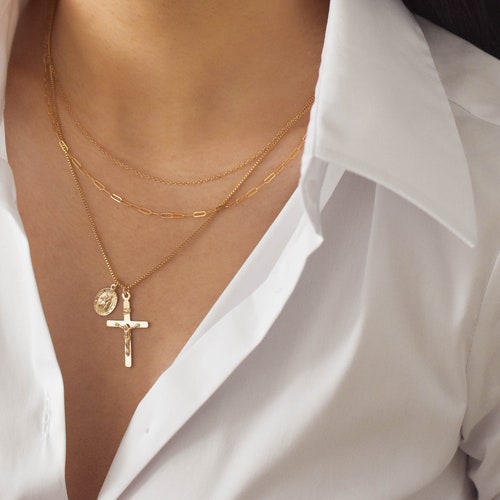 Custom Crucifix Necklace Gold Crucifix 