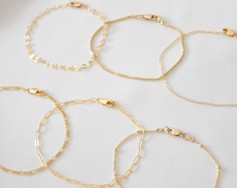 Single Chain Bracelet - gold filled bracelet, chain bracelets, gold chain bracelet, chain bracelet set, simple bracelet, bracelet |GFB00009