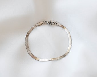 Pulsera de plata elegante- Pulsera de plata, pulsera de cadena de plata, pulsera de cadena de serpiente, pulsera de cadena, pulsera simple /STB00003