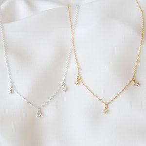 Triple Cz Choker Necklace - Dainty Choker, Faux Diamond Necklace, Cubic Zirconia Necklace, Gold filled necklace, Dainty necklaces |GFN00055