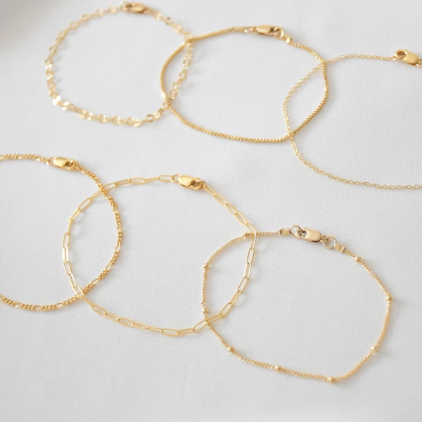 Single Chain Bracelet - gold filled bracelet, chain bracelets, gold chain bracelet, chain bracelet set, simple bracelet, bracelet |GFB00009