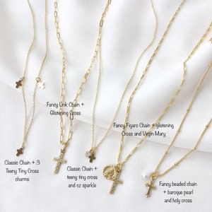 Build Your Own Cross Necklace Gold Cross Necklace, Gold Cross Pendant, Cross Necklace, Dainty Cross Necklace, Gold Filled Cross GFN00017 image 3