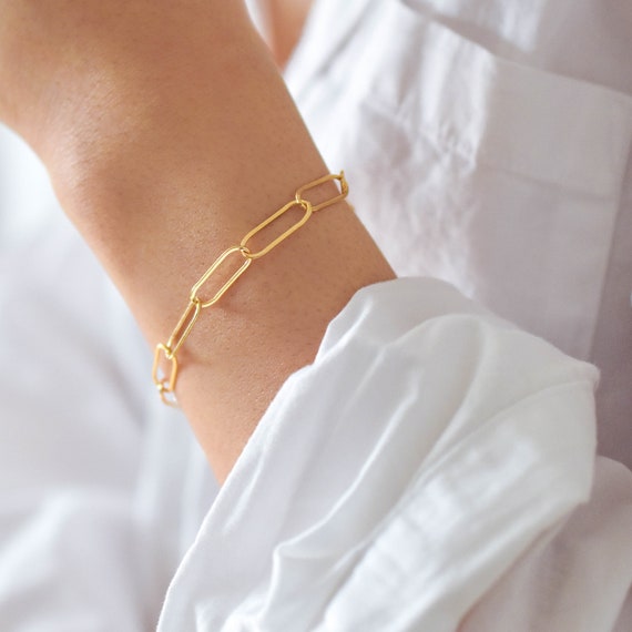Gold filled sale paperclip bracelet
