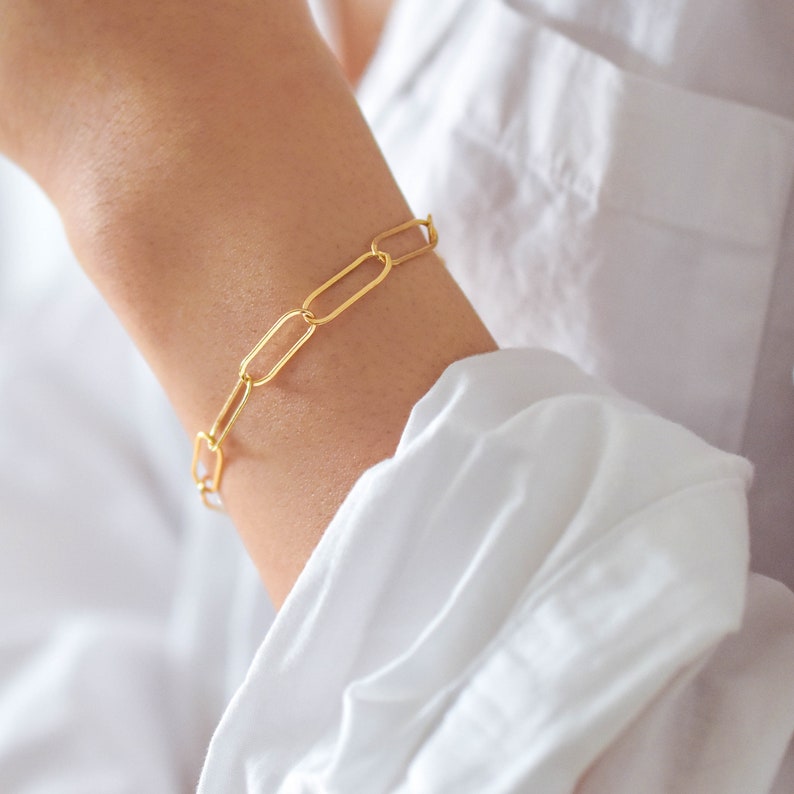 Paperclip Bracelet gold filled paperclip bracelet, gold chain bracelet, link bracelet, simple bracelet, gold filled bracelet GFB00004 image 1