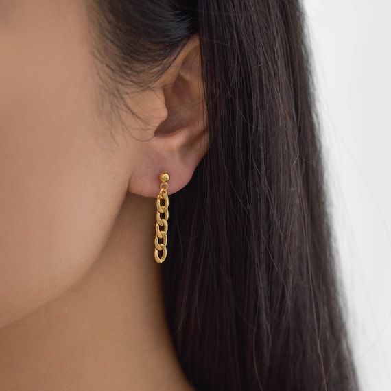 New Flat Chain Earring Gold - Vanessa Baroni