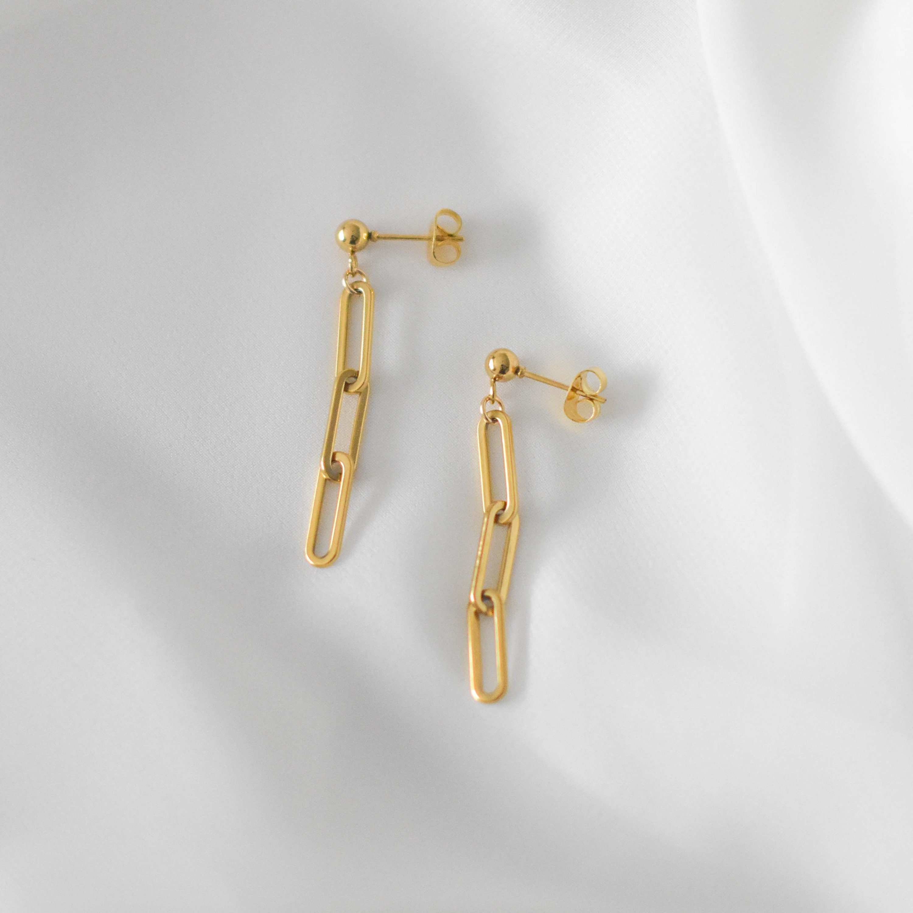 Paperclip Chain Earrings Gold Paperclip Earrings Chain Drop Etsy