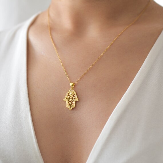 Hamsa Hand Necklace Hamsa Necklace Gold 