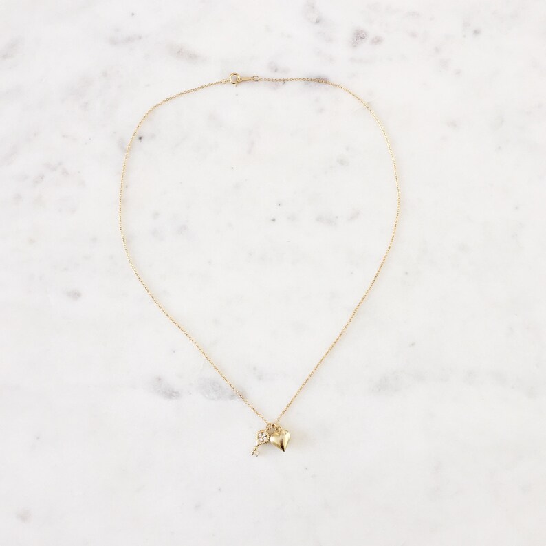 Key to My Heart Necklace - gold heart necklace, gifts for gf, gf gift, heart necklaces, cute necklace, romantic gifts |GPN00021 image 3