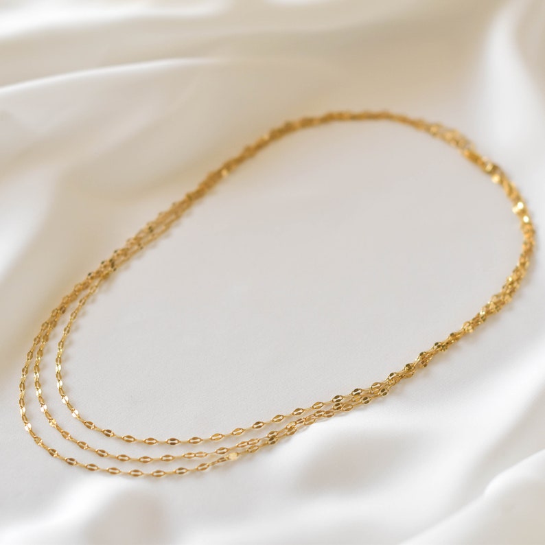 Sparkly layered necklace dainty layering necklaces, dainty gold necklaces, simple chain necklace, gold layered necklace GPN00042 image 2