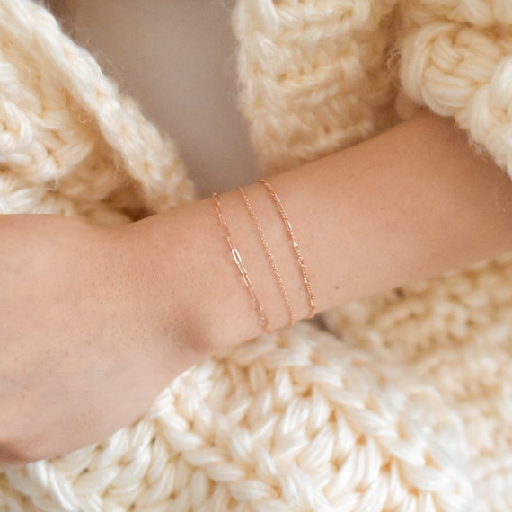 Rose Gold Bracelet Set - Rose Gold Filled Bracelets, Rose Gold Bracelets, Rose Gold Chain Bracelets, Dainty Rose Gold Bracelets |RFB00001