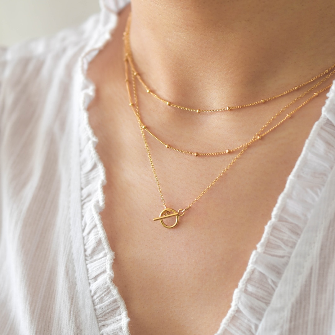 Toggle Layering Necklace Set - Gold Chain Necklace, Gold