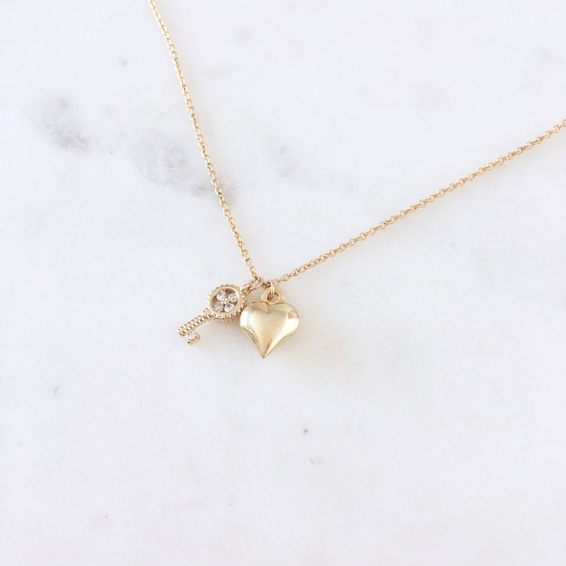 Key to My Heart Necklace - gold heart necklace, gifts for gf, gf gift, heart necklaces, cute necklace, romantic gifts |GPN00021 image 6