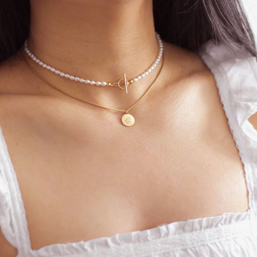 ★PEARLY MORE★ Pearl Point Choker Necklace Multi Strand Pearl Choker, Wedding Pearl Necklace, Wide